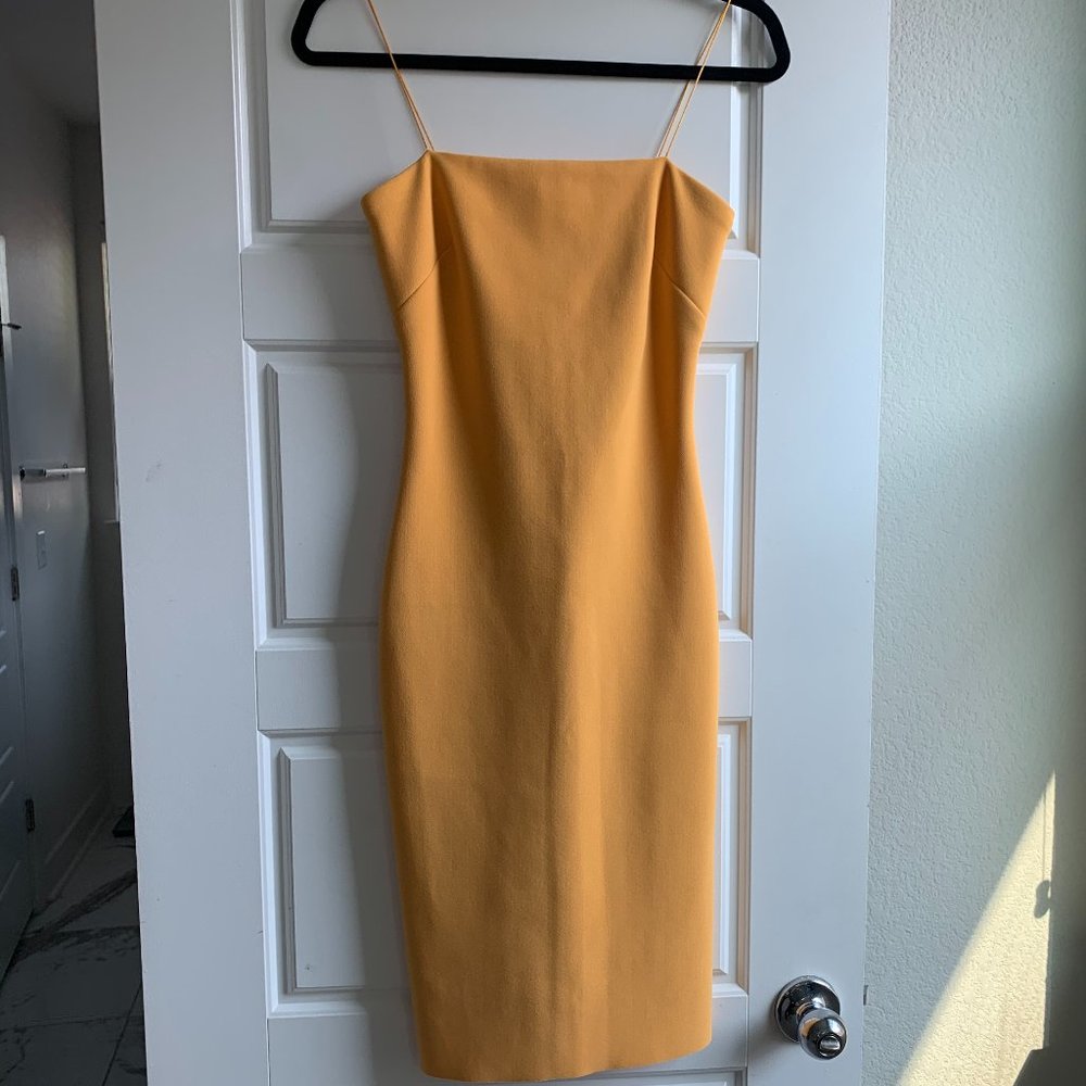 Bec + Bridge Yellow Mustard midi slit dress